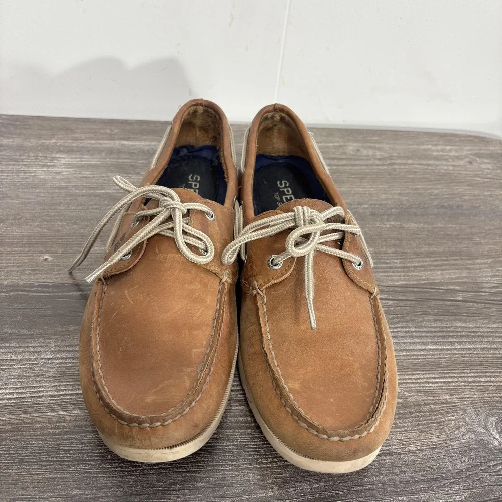 Sperry Top-Sider Boat Shoes Mens Size 10.5 Brown Leather Deck Nautical STS16404